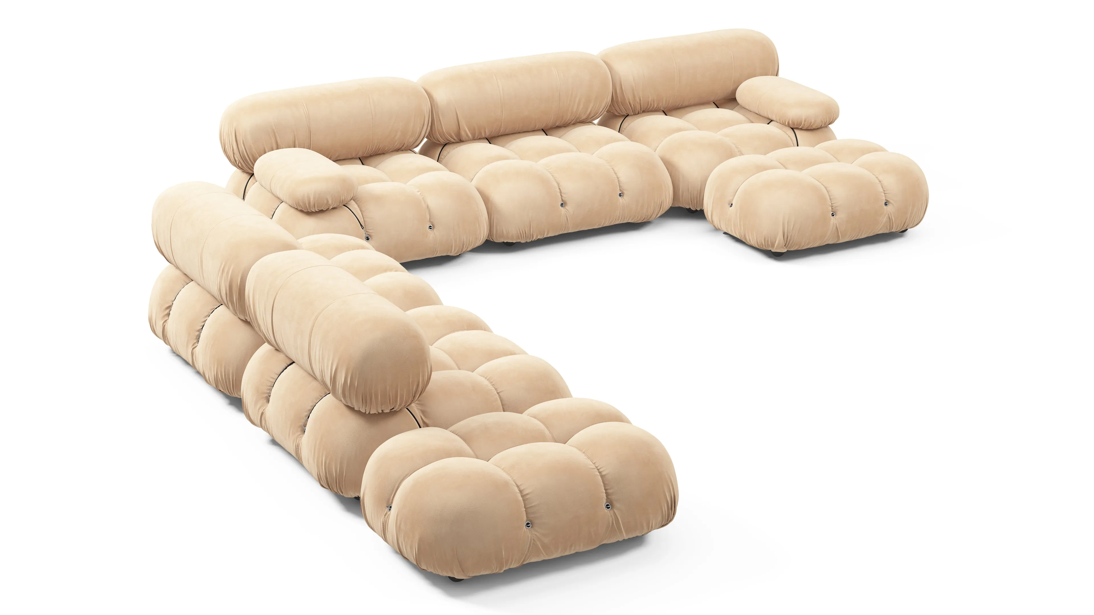 Belia - Belia Large Sectional, Left Corner, Ecru Velvet