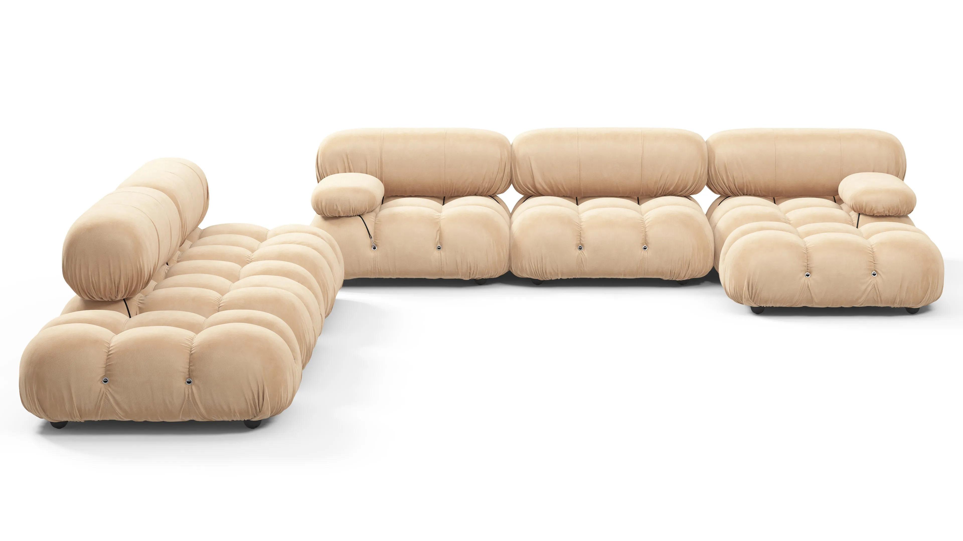 Belia - Belia Large Sectional, Left Corner, Ecru Velvet