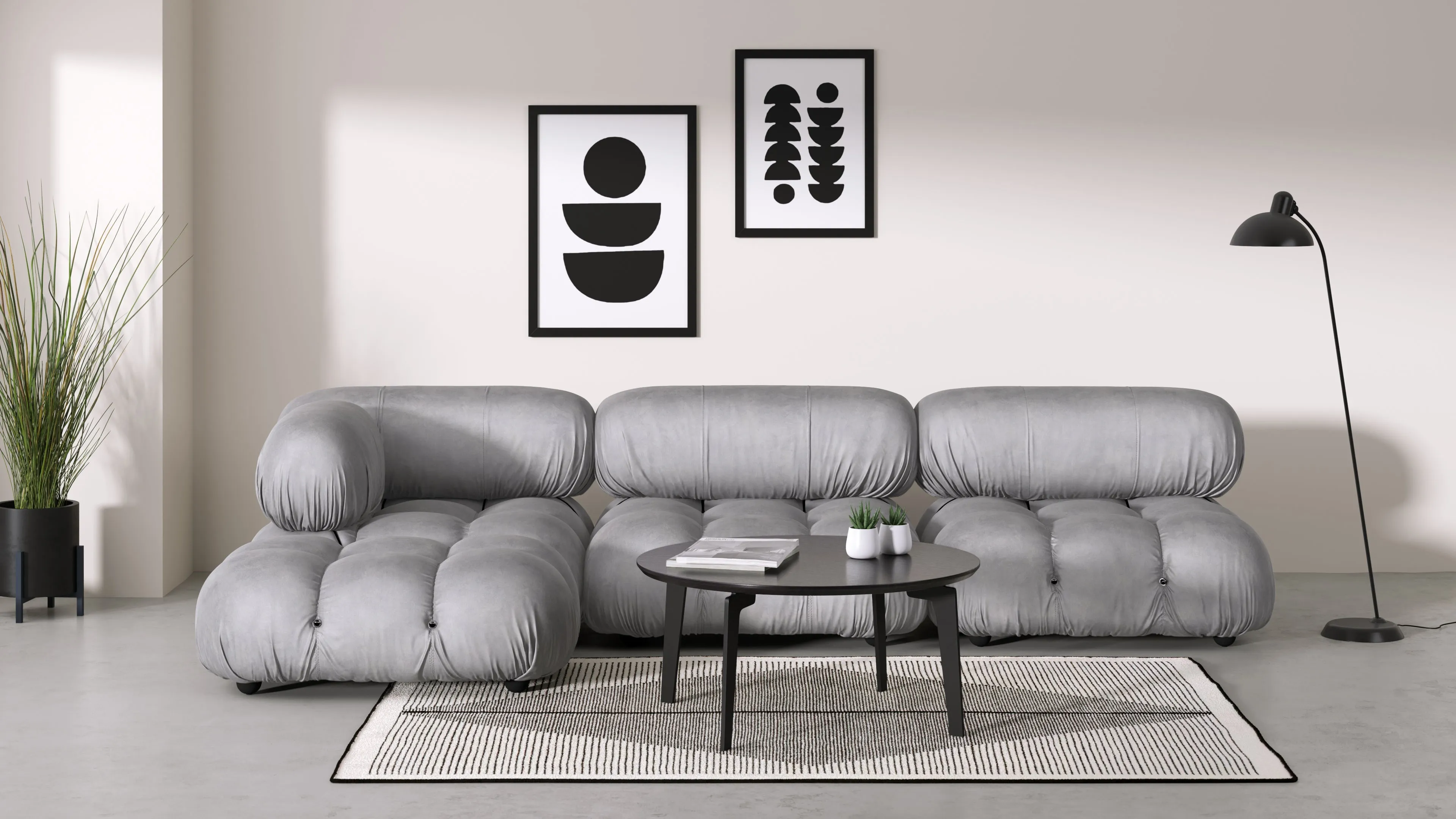 Belia - Belia Module, Left Corner, Light Gray Velvet