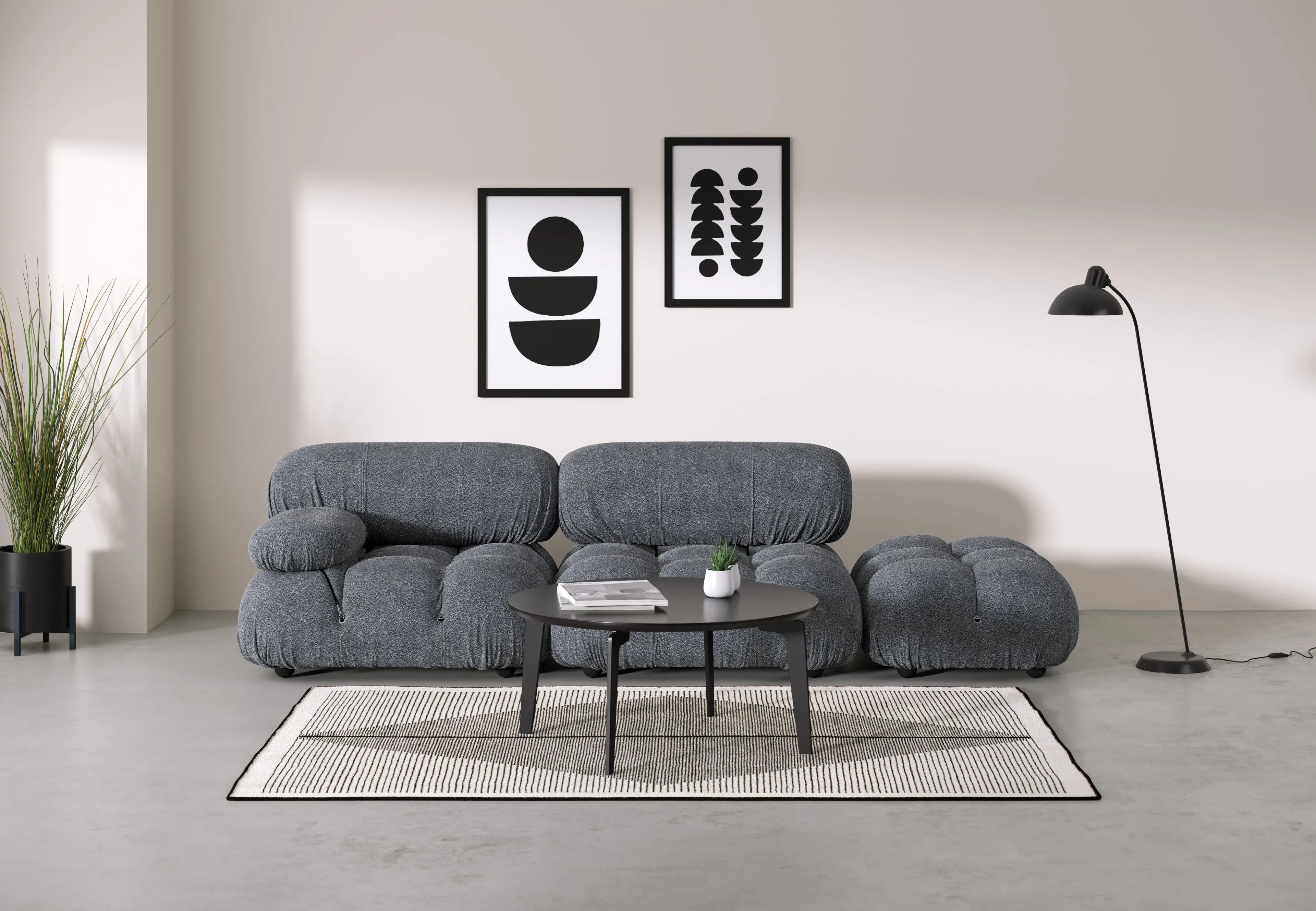 Belia - Belia Open End Sofa, Right, Gray Boucle