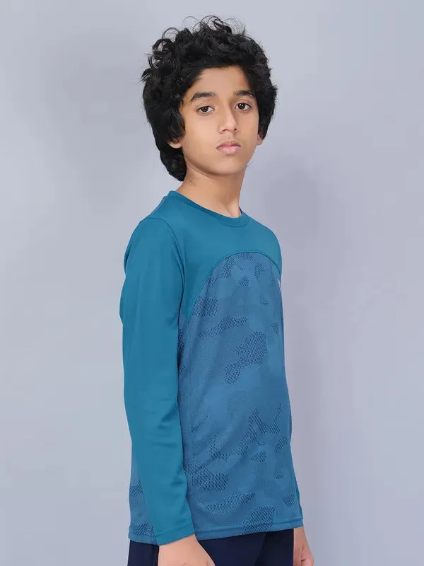 Boys Jacquard Slim Fit Crew Neck T-shirt with VENTMESH