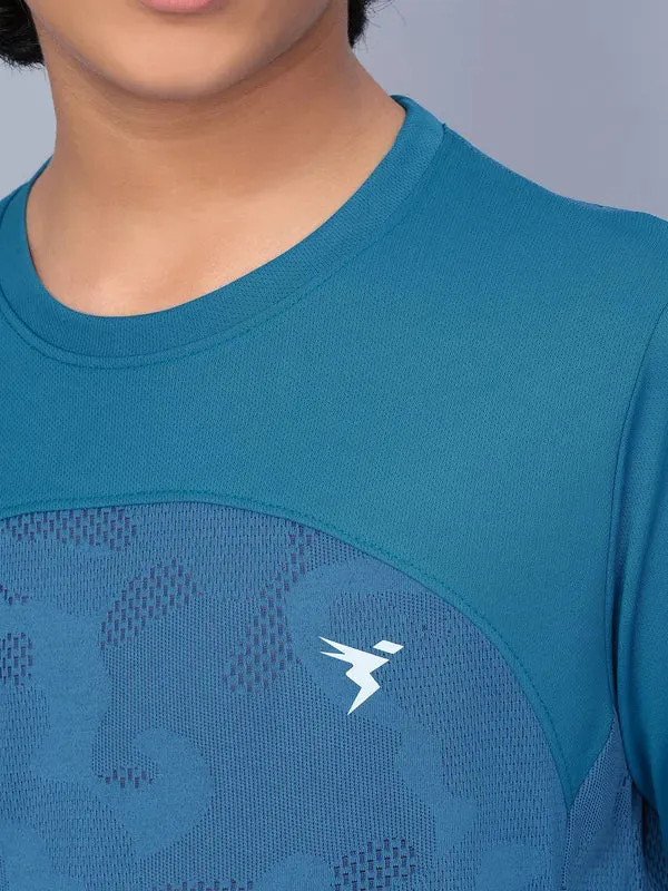 Boys Jacquard Slim Fit Crew Neck T-shirt with VENTMESH