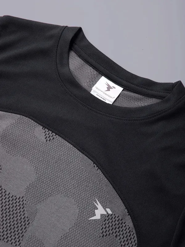Boys Jacquard Slim Fit Crew Neck T-shirt with VENTMESH