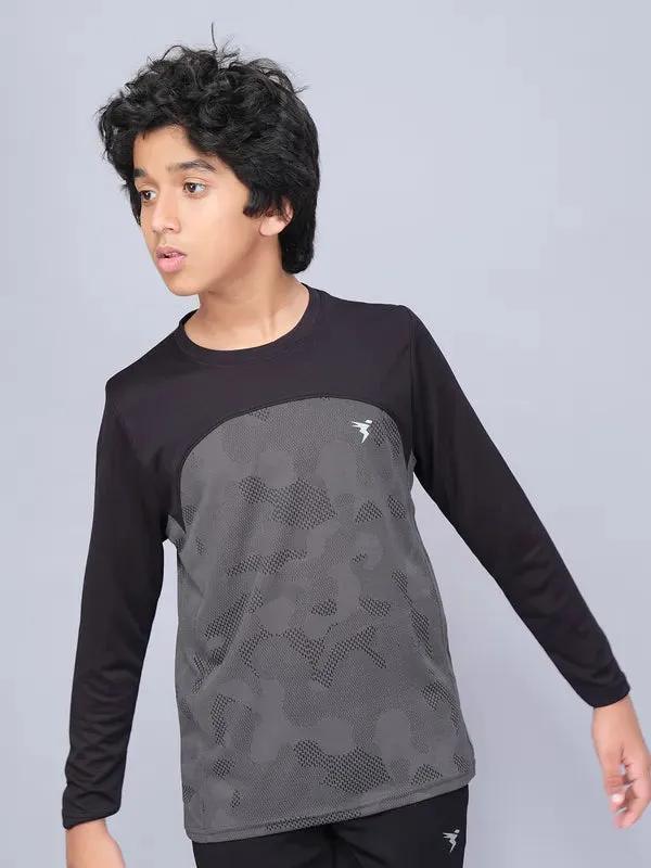 Boys Jacquard Slim Fit Crew Neck T-shirt with VENTMESH