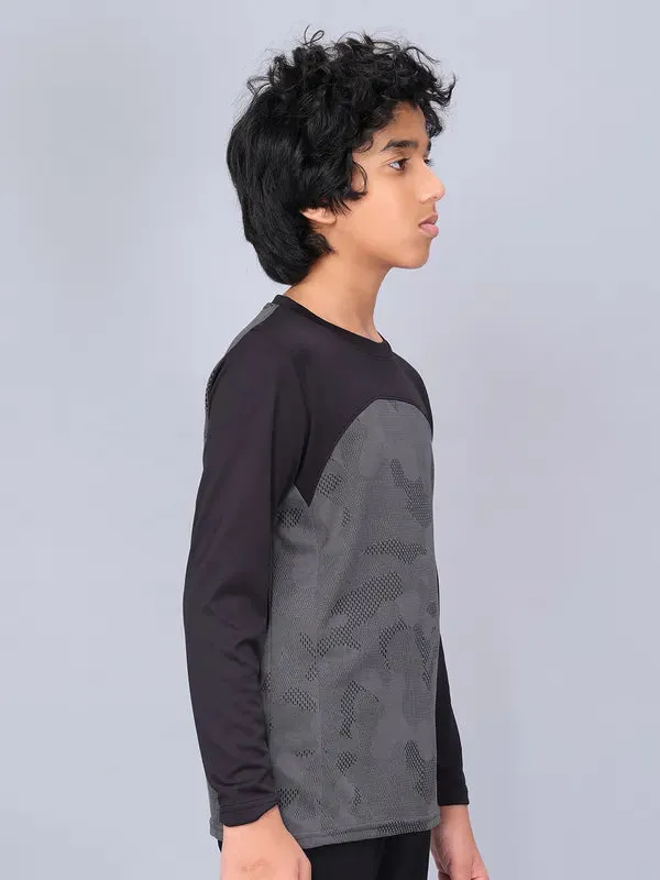 Boys Jacquard Slim Fit Crew Neck T-shirt with VENTMESH