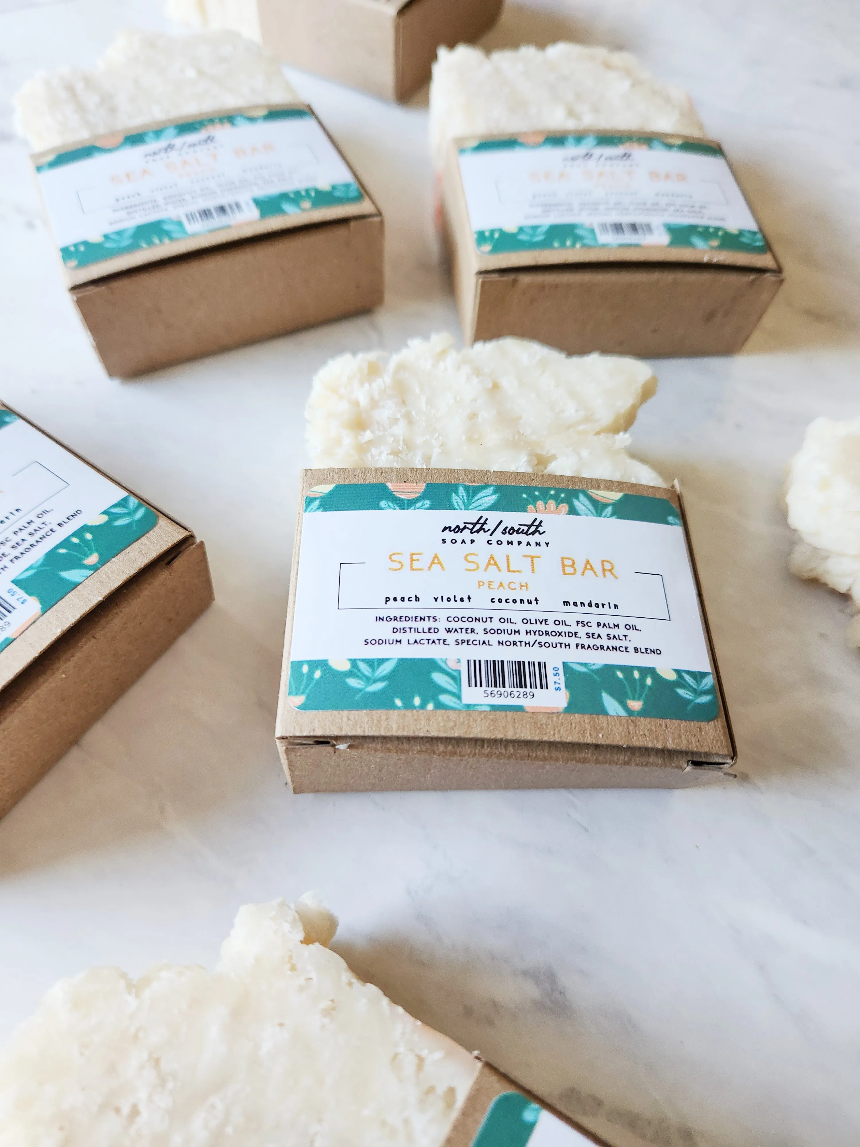 Sea Salt Natural Soap Bar - Peach
