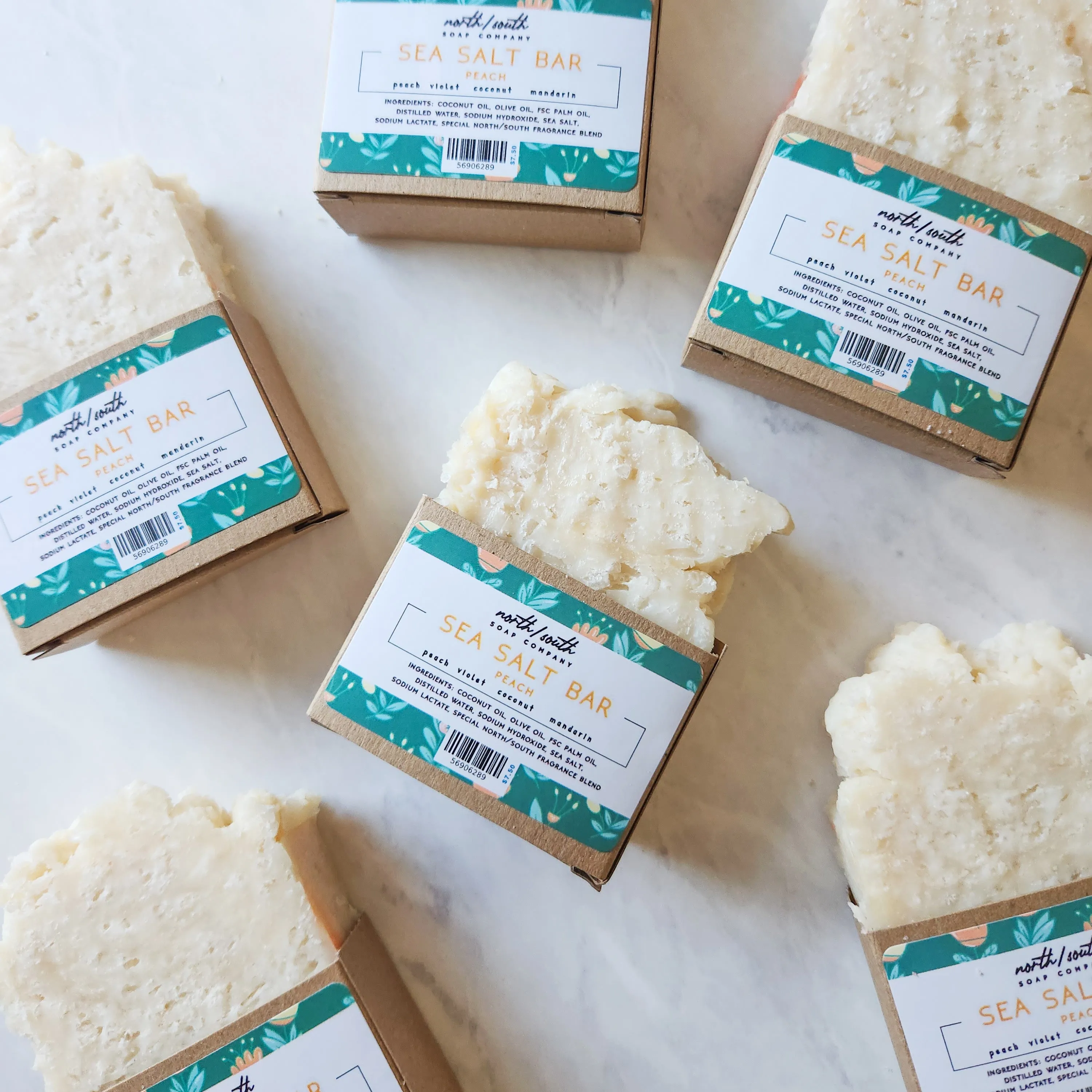 Sea Salt Natural Soap Bar - Peach