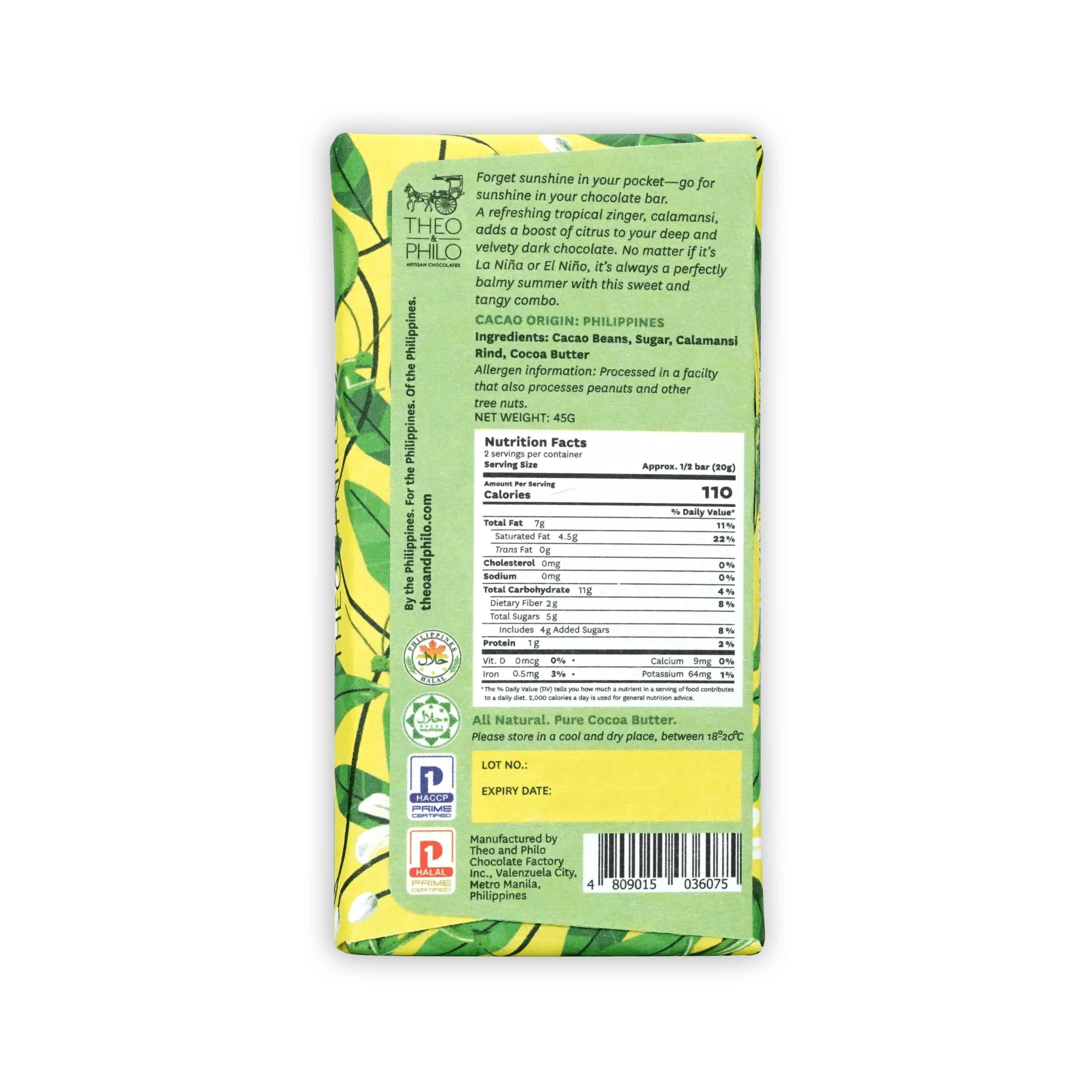 Theo & Philo Dark Chocolate w/ Calamansi 65%